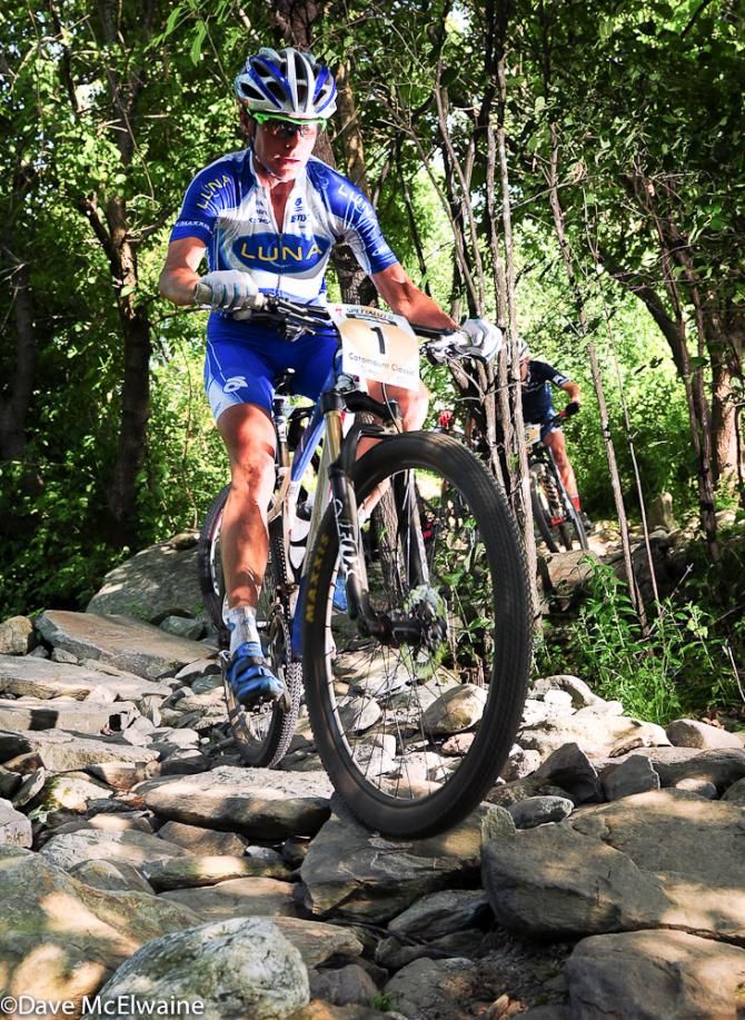 Katerina Nash (Luna Pro Team) moments before she crashe on the rocks