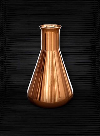 ’Conical’ vase in Borosilicate glass, silver and copper