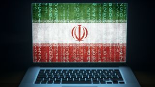 Iran flag on a laptop screen