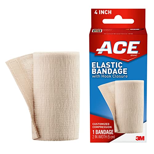 Ace Brand Elastic Bandage With Clips, Adjustable for Secure, Moderate Support, 4", One Size Fits Most
