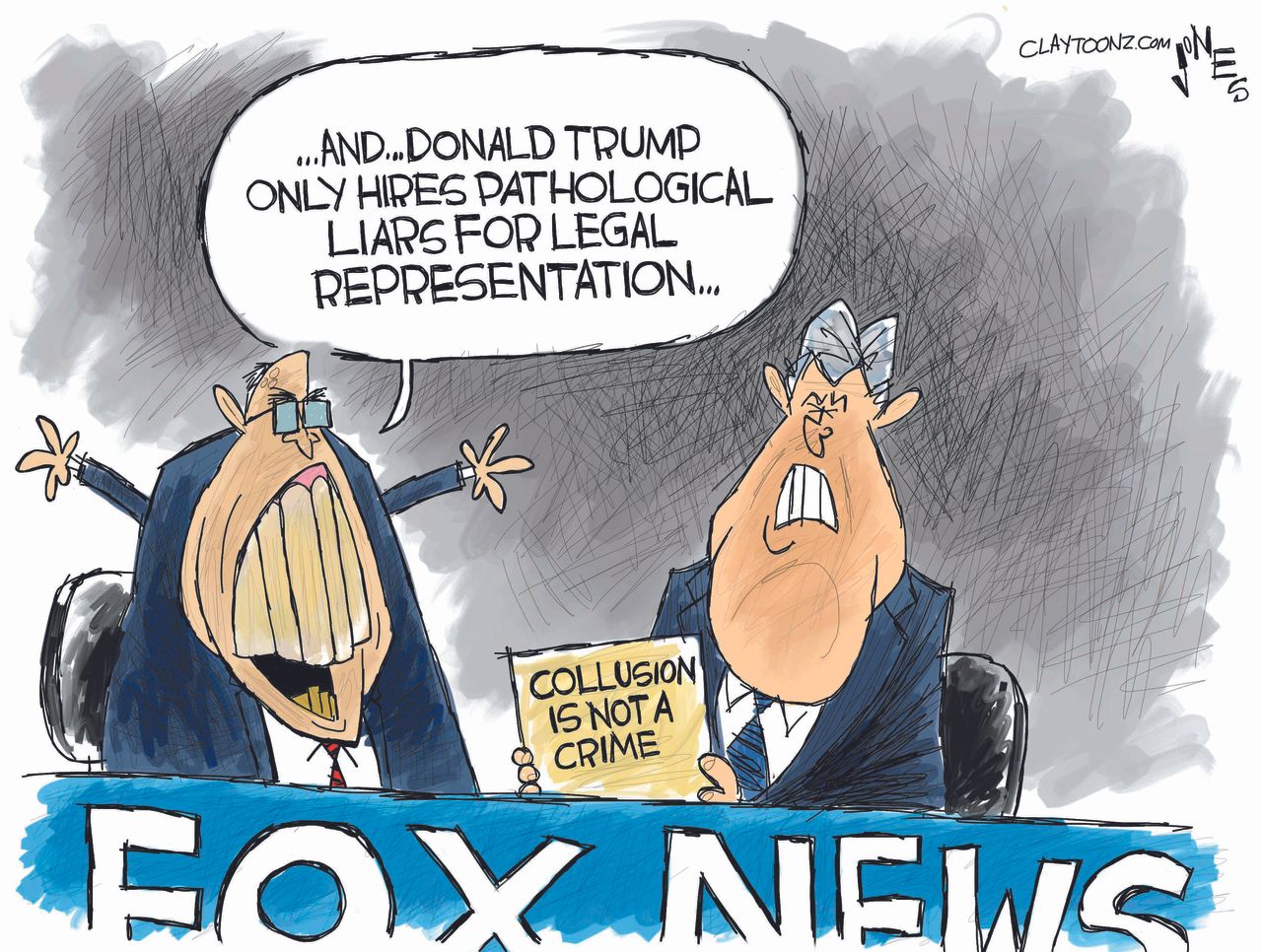 Political cartoon U.S. Trump Rudy Giuliani collusion Fox News Michael Cohen Russia investigation