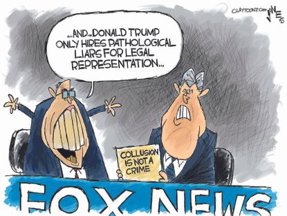 Political cartoon U.S. Trump Rudy Giuliani collusion Fox News Michael Cohen Russia investigation