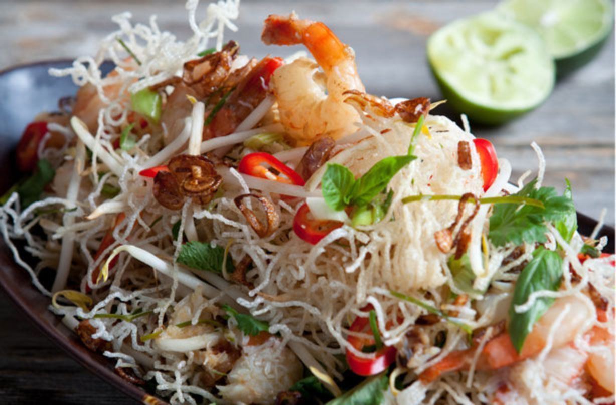 Hairy Bikers' crispy noodles with prawn and crab Dinner Recipes