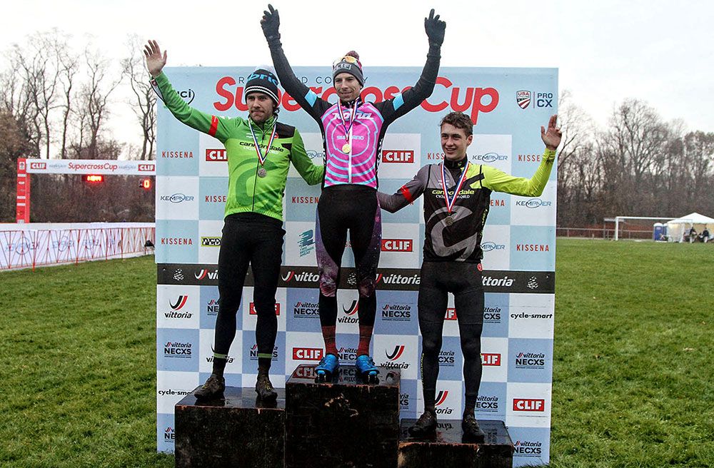 The mens podium L-R 2 Curtis White 1st Kerry Warner 3rd Cooper Willsey