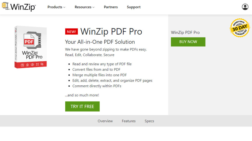 Website screenshot for WinZip PDF Pro