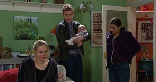 It soon becomes clear that Victoria Barton and Robert Sugden can’t leave Rebecca White on her own and Victoria is stressed looking after Rebecca in Emmerdale.