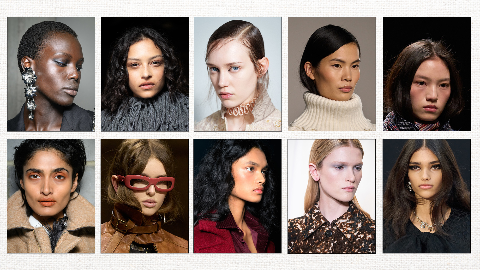 Autumn Winter 2025 beauty trends via models at Blumarine, Etro, Christian Dior, Simkhai, Missoni, SS Daley, Coach, Max Mara, Tory Burch and Chanel