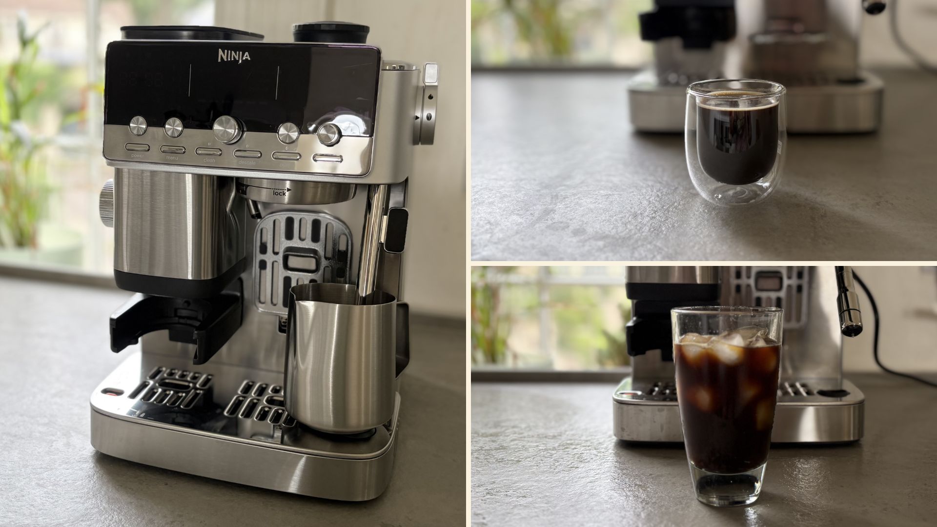 Making espresso and iced coffee in the Ninja Luxe Caf&eacute; Mini Plus Espresso Machine
