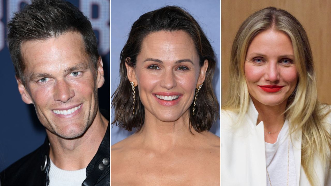 tom brady, jennifer garner, and cameron diaz on a threeway split screen