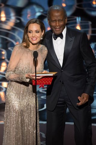 Sidney Poitier And Angelina Jolie At The Oscars
