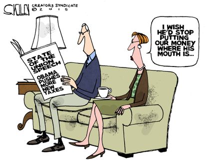 Editorial cartoon Obama taxes