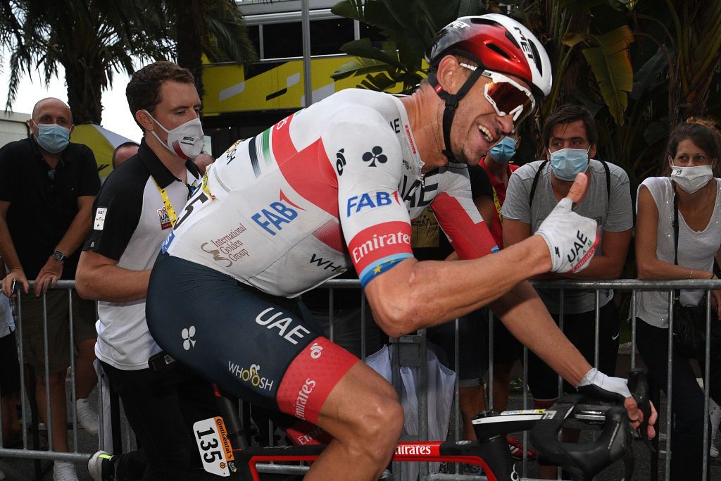 NICE FRANCE AUGUST 29 Arrival Alexander Kristoff of Norway and UAE Team Emirates Celebration during the 107th Tour de France 2020 Stage 1 a 156km stage from Nice Moyen Pays to Nice TDF2020 LeTour on August 29 2020 in Nice France Photo by Frank Faugere PoolGetty Images