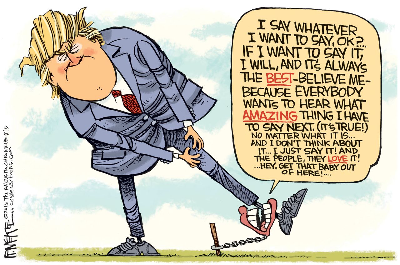 Political cartoon U.S. Trump 2016 election&amp;amp;nbsp;mouth trap