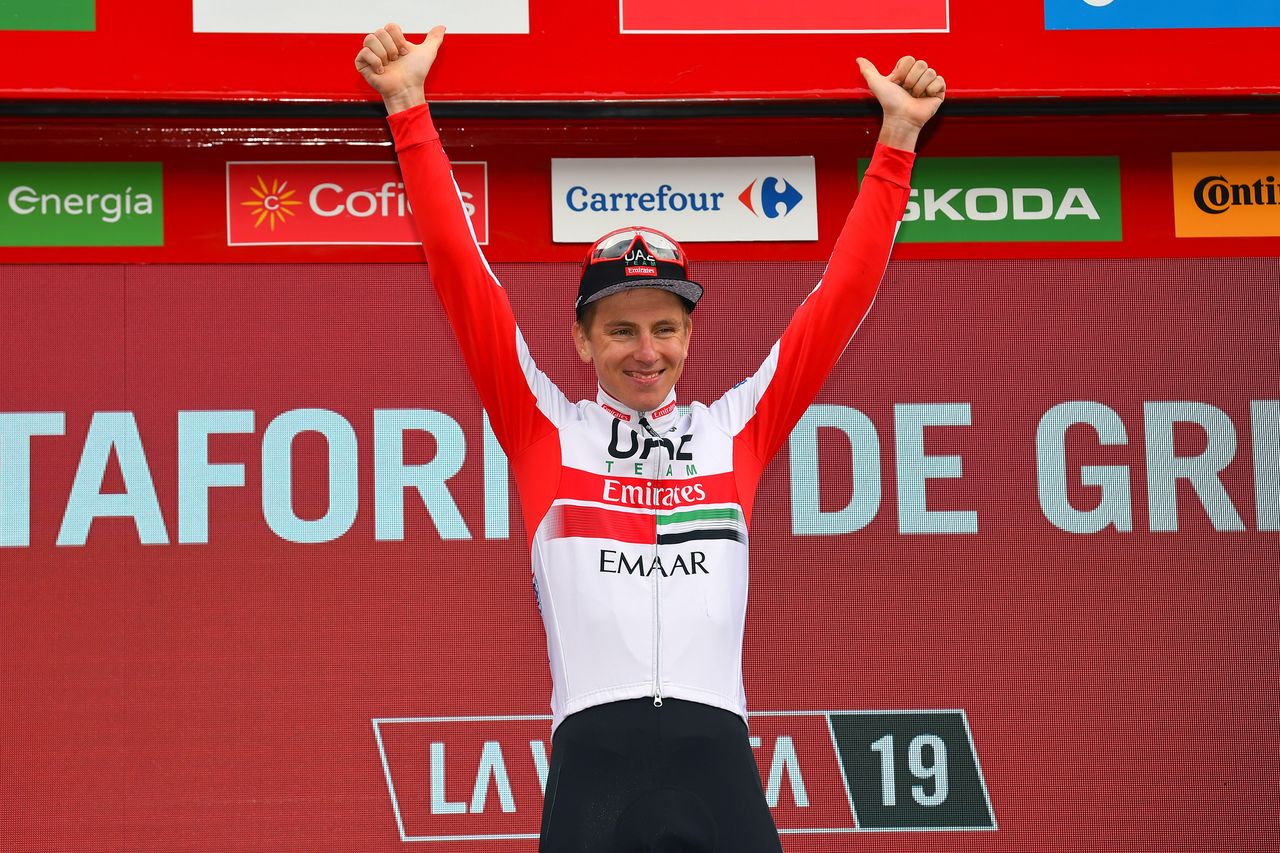 Tadej Pogacar on the podium