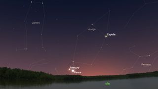 See Venus and Mercury make a close approach in the evening sky on May 22, 2020.