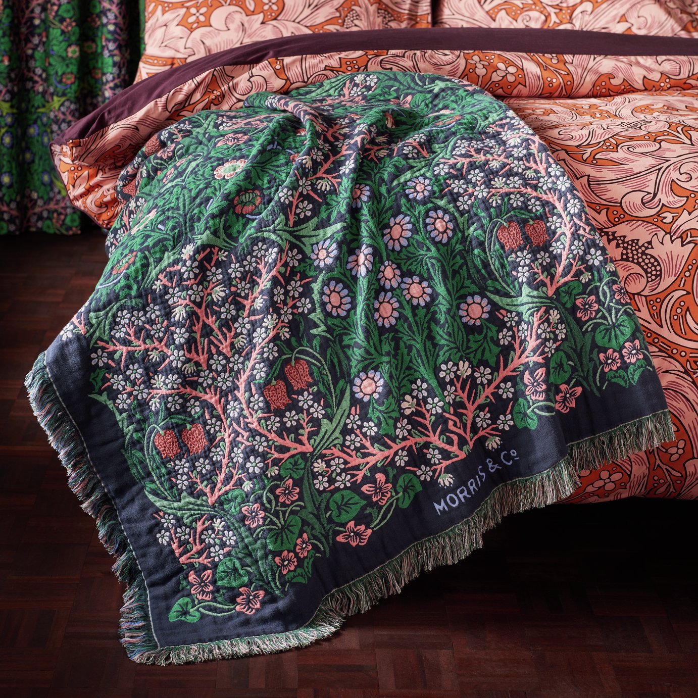 Habitat X Morris &amp;amp; Co. Blackthorn Throw - Green - 125x150cm
