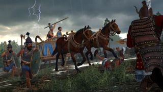 Total War Saga: Troy screenshot with Sarpedon heading into battle