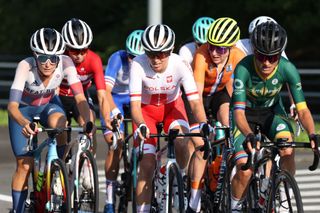 Riders during the women's road race at the 2021 Tokyo Olympic Games