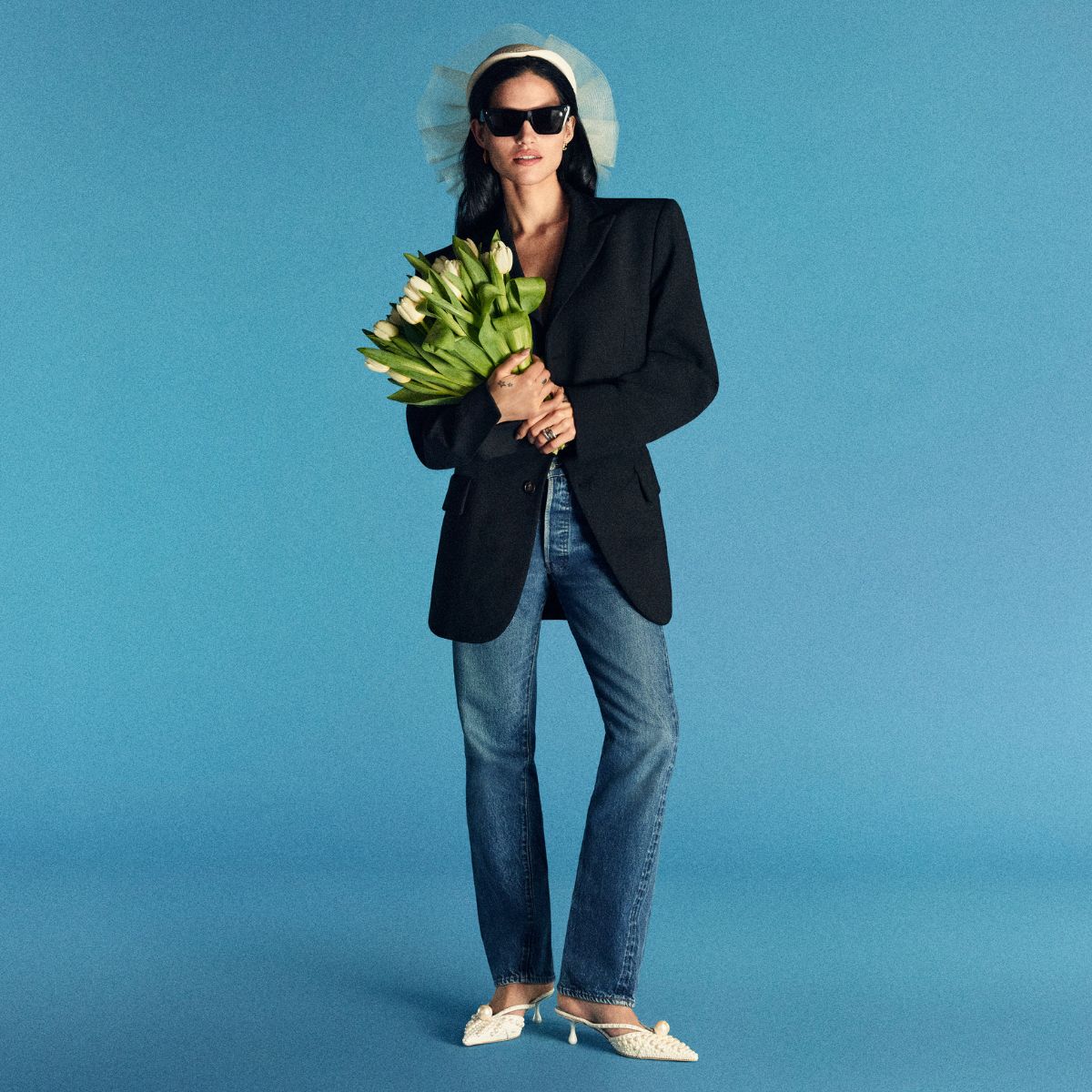 a composite of gabbriette posing for the jimmy choo bridal campaign 2026