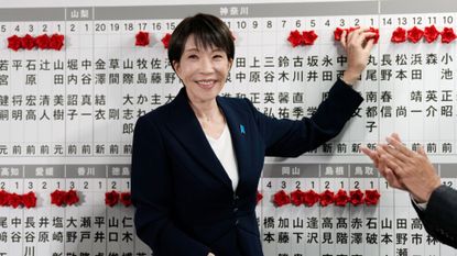 Sanae Takaichi, Japan's prime minister and president of the Liberal Democratic Party (LDP), at the party's headquarters in Tokyo