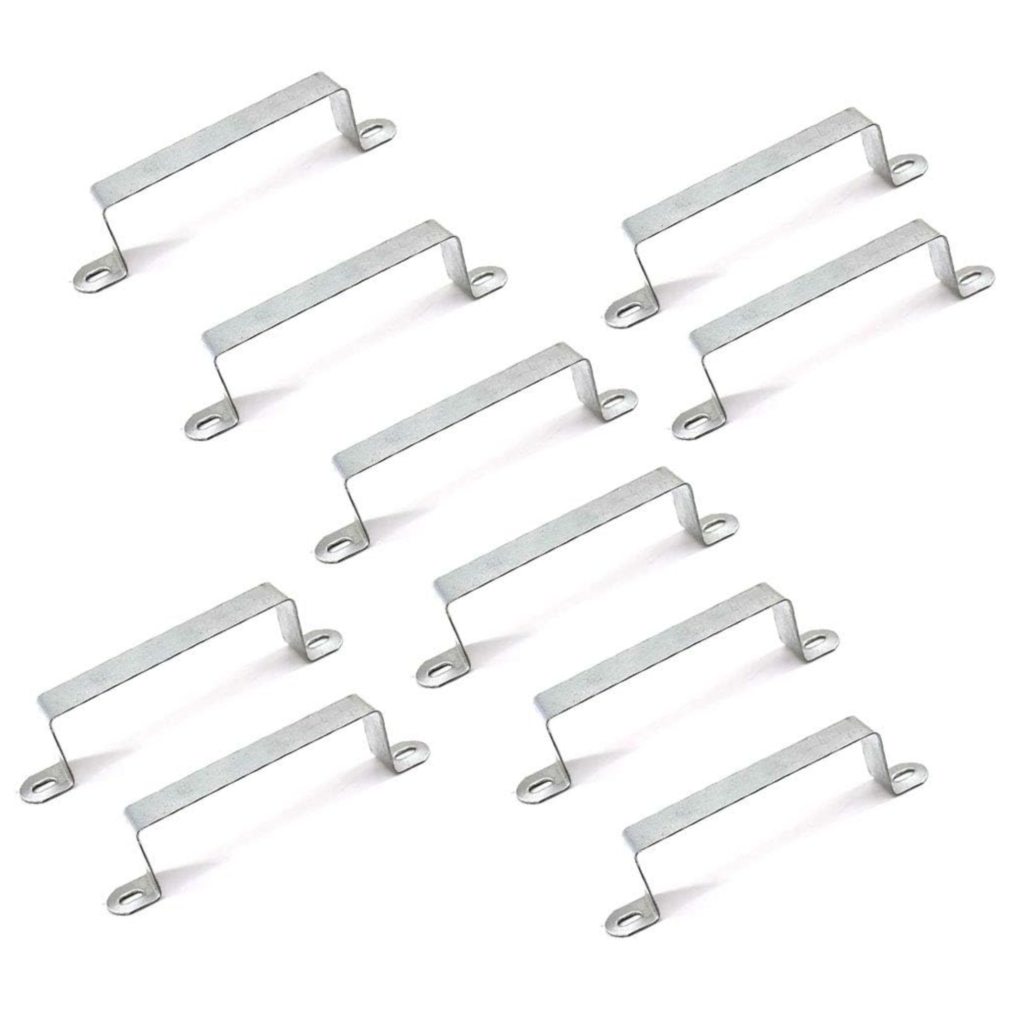 A pack of 10 silver fence panel brackets