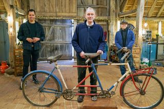 Will Kirk, John Phillips and Tim Gunn with a special tandem bike in need of TLC.