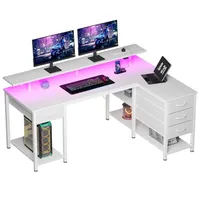 Seventable L-shaped computer desk with USB ports & power outlet Seventable L-shaped computer desk with USB ports & power outlet