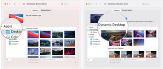To pick a built-in desktop image, select Desktop Pictures,then choose a desktop image under the Dynamic Desktop or Light and Dark Desktop section.