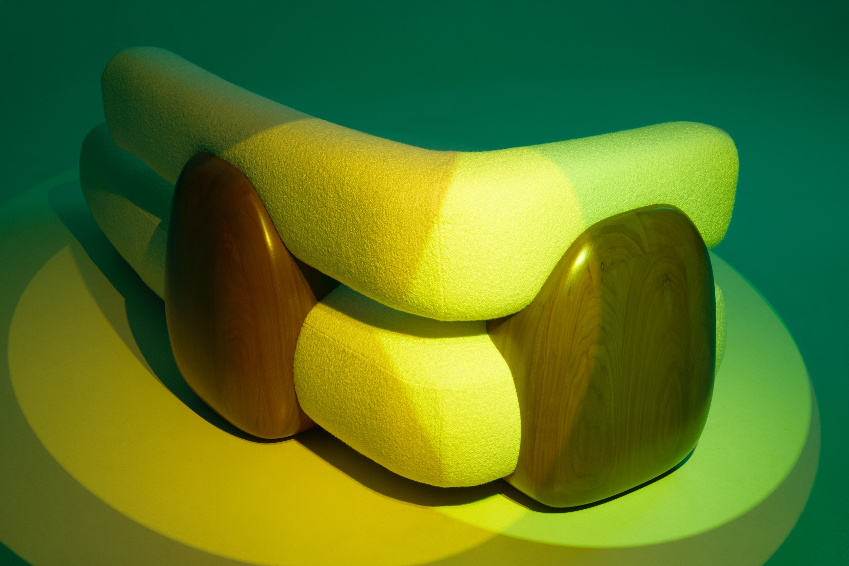 Furniture under coloured lights