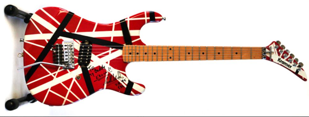 Eddie Van Halen's 1986 Kramer Custom, used on the 5150 tour, goes