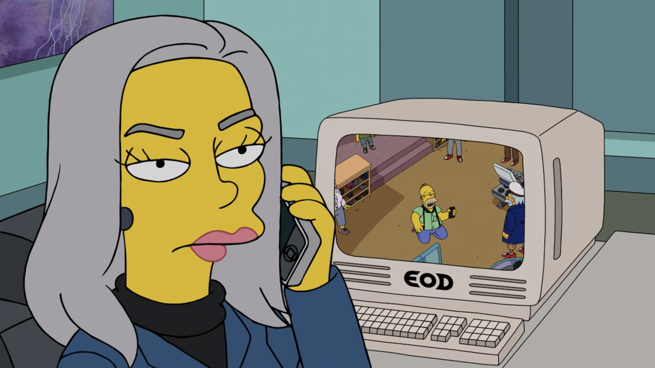 Consonance talking to Homer at Bowling Alley in The Simpsons "Seperance" Severance spoof