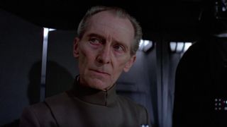 Tarkin looking at another Imperial officer in Star Wars: A New Hope