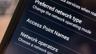 Access Point Names setting menu on phone screen