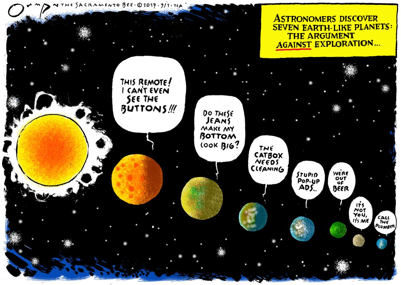 Editorial Cartoon U.S. NASA Trappist 1 new planets Earth