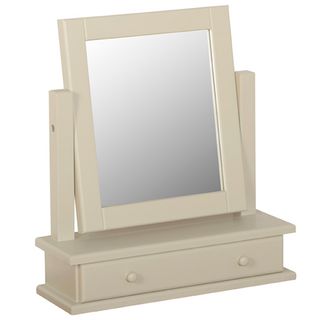 Lundy Dressing Table Mirror in a neutral finish with drawer at the base