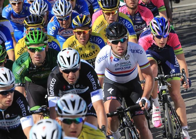 Mark Cavendish (Omega Pharma-Quickstep) sitting in