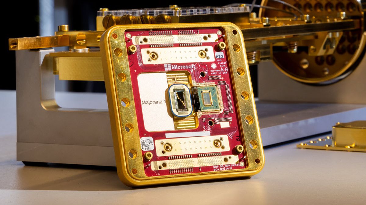 Microsoft&#039;s Majorana 1 quantum processor, the world&#039;s first quantum chip powered by a topological core architecture.