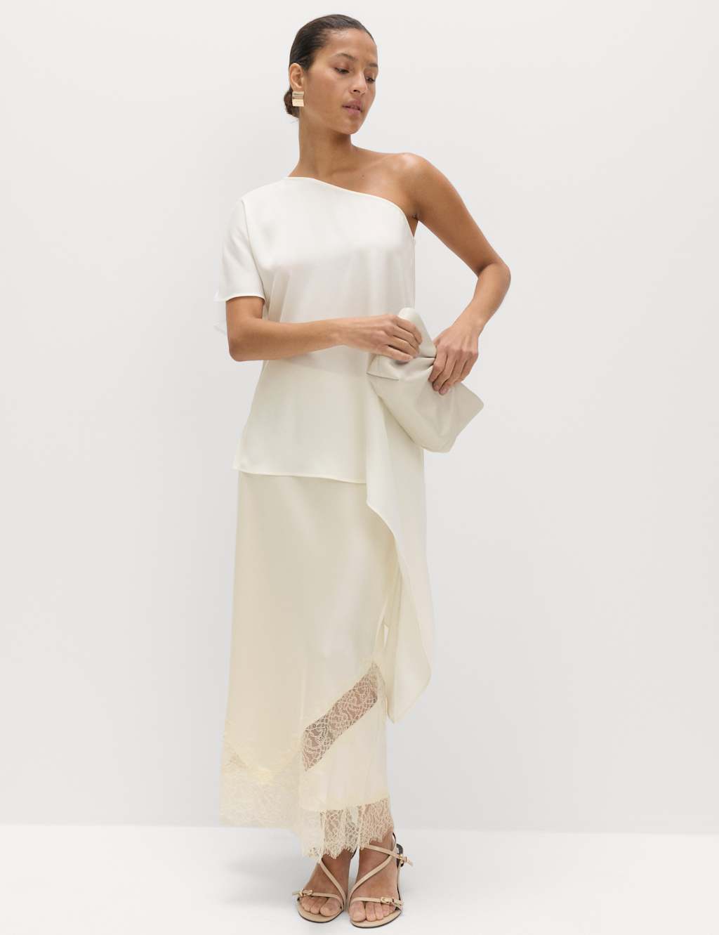 M&amp;amp;S, Satin Lace Insert Midaxi Slip Skirt