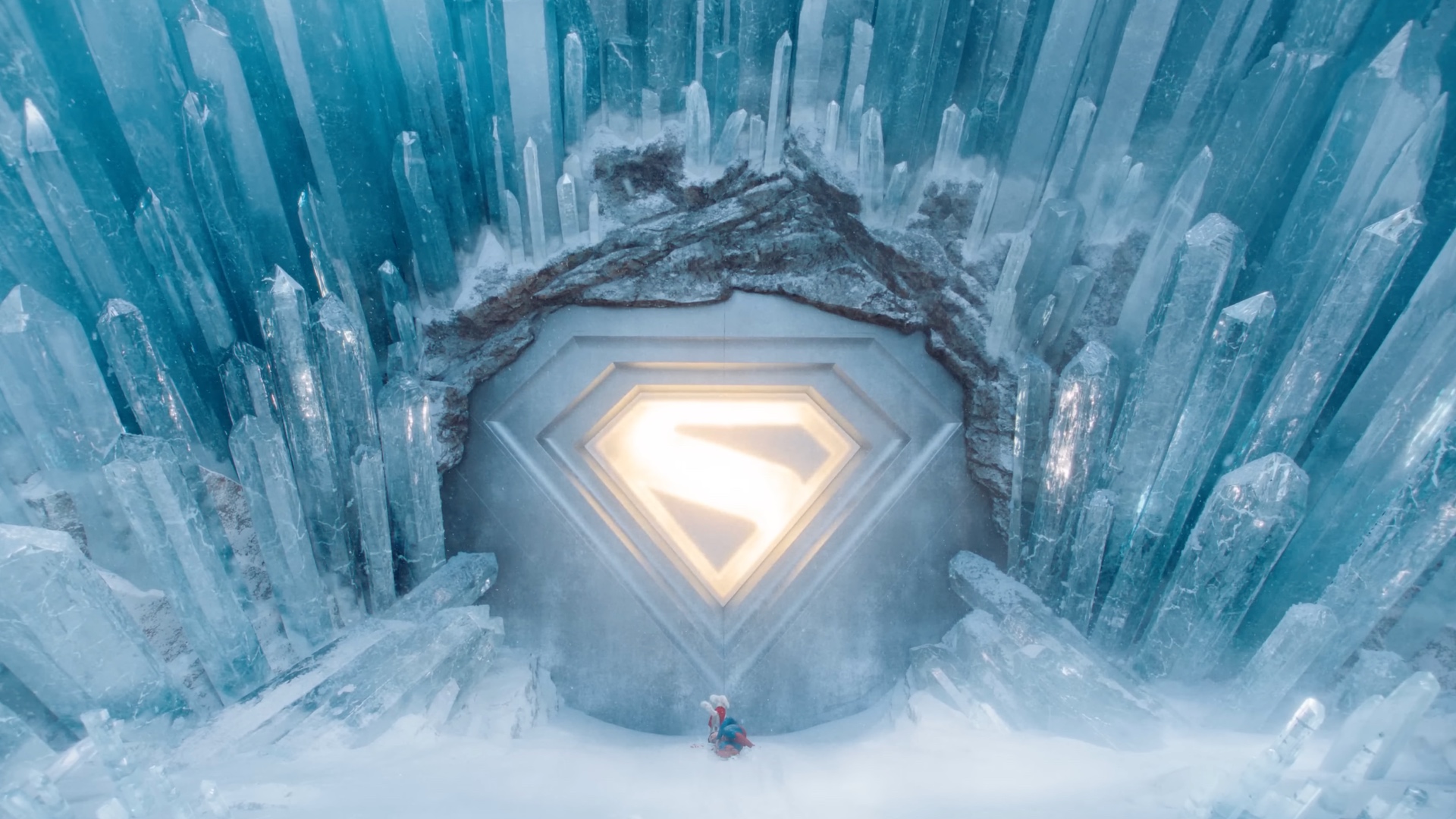 The symbol of the house of El on the door to Superman's Fortress of Solitude in James Gunn's Superman.