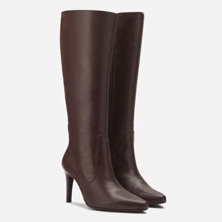 Freya boots in burgundy, slim high heel