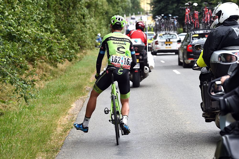 Jack Bauer (Cannondale-Garmin) called it quits after crashing twice
