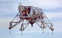 The first Lunar Landing Research Vehicle is pictured during a test flight at NASA's Dryden Flight Research Center in California.