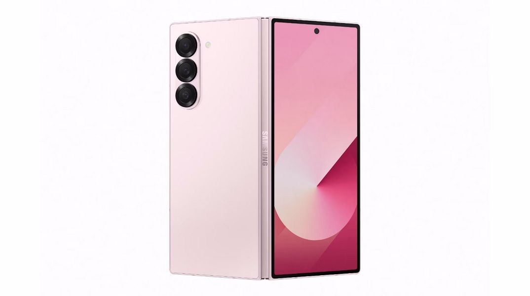 A leaked render of the Galaxy Z Fold 6 in pink.
