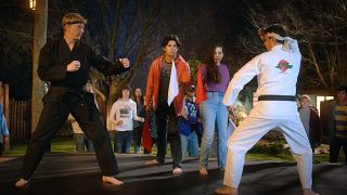 Johnny and Daniel fighting each other in Cobra Kai.