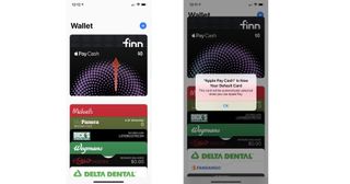 To change your default payment method in the Wallet app on your iPhone, open the Wallet app, touch and hold a card until it hovers. Drag it to the front of the other cards.
