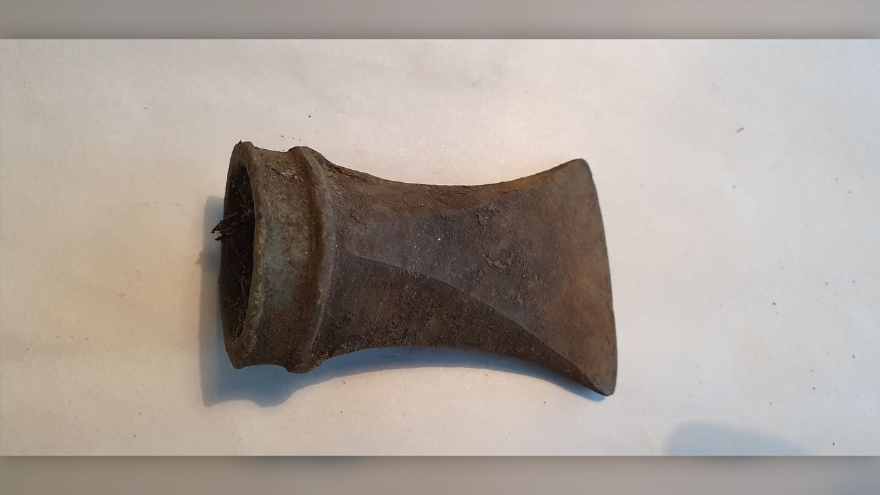 The hoard included a bronze ax head.