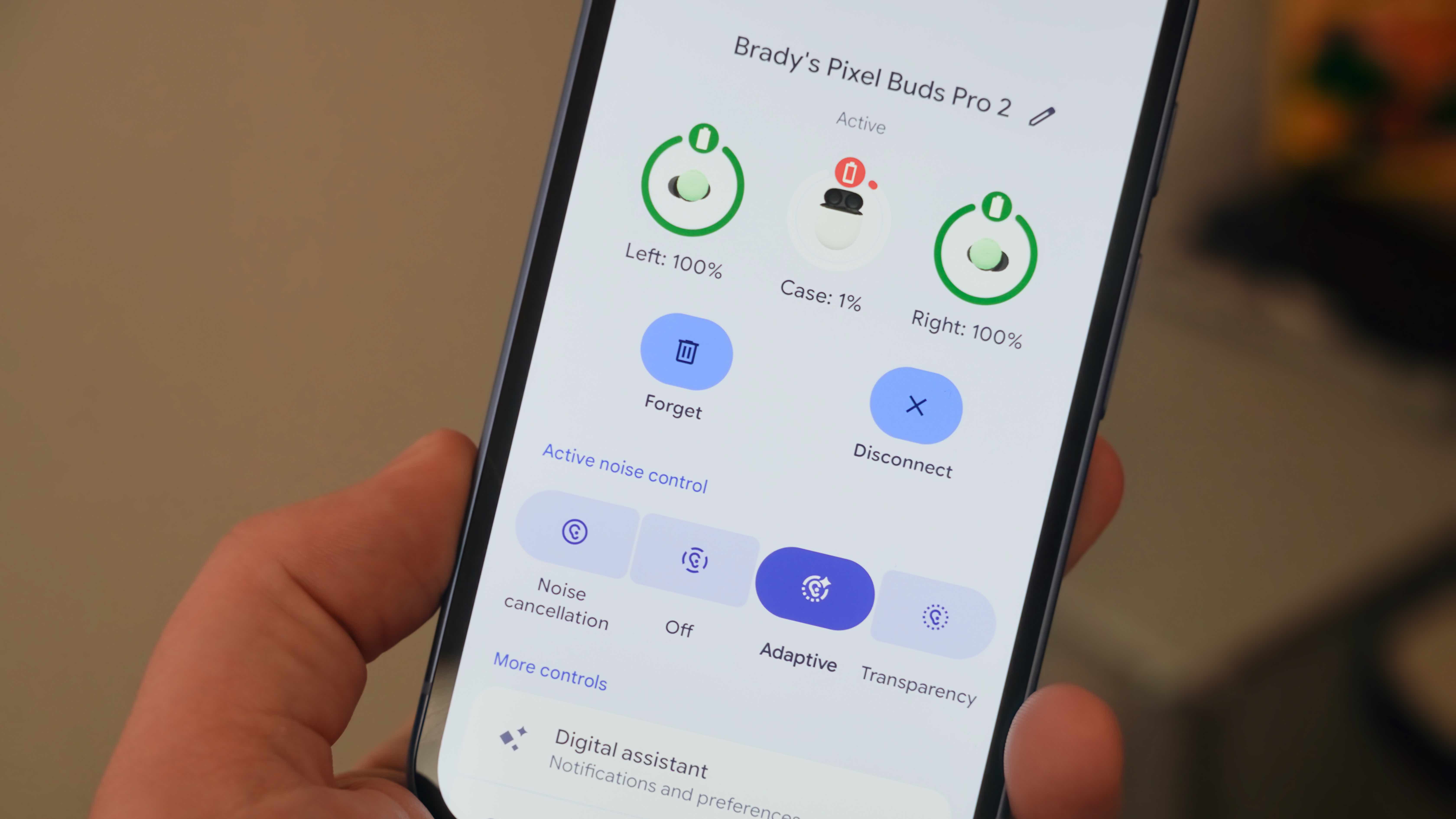 The Google Pixel Buds companion app showing Pixel Buds Pro 2 features.