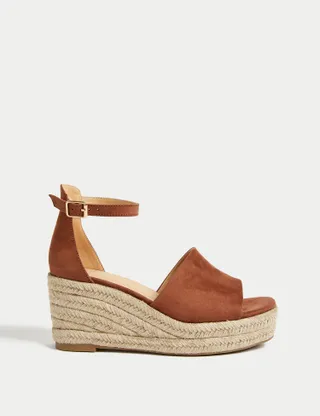 M&S Collection, Wide Fit Ankle Strap Wedge Espadrilles