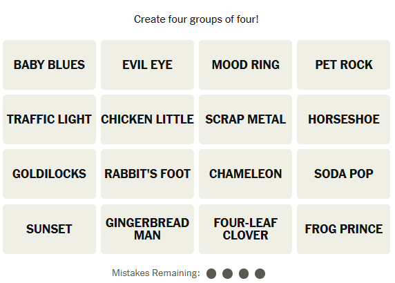The New York Times Connections puzzle on March 19, 2026