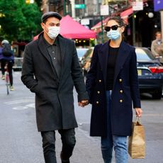 new york, new york september 22 katie holmes r and emilio vitolo jr are seen on september 22, 2020 in new york city photo by gothamgc images